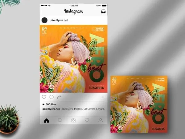 Afro Beat Party Instagram Flyer Template 1