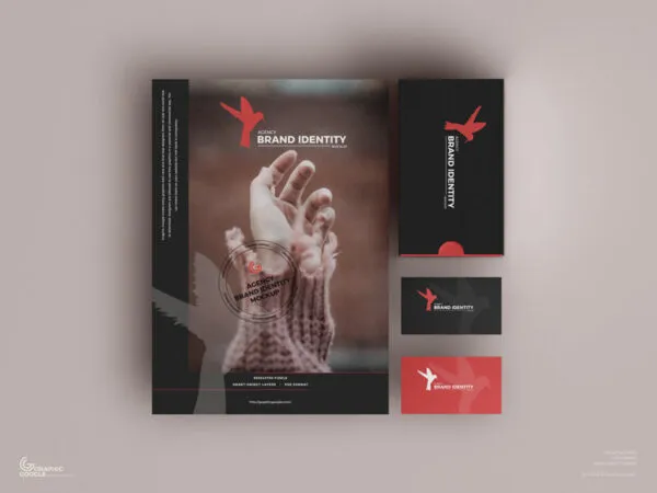 Agency Brand Identity Mockup Including Poster and Three Business Cards 1