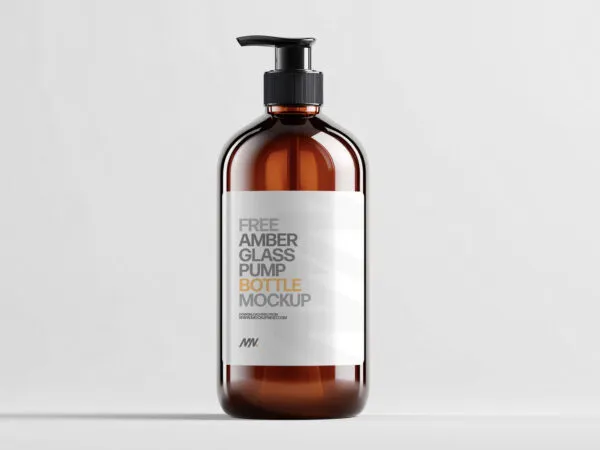 Amber Cosmetic Bottle Mockup in Studio Light 1