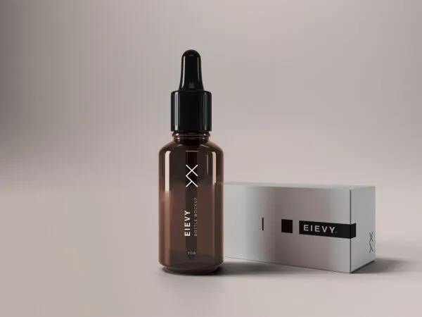 Amber Glass Dropper Bottle and Packaging Mockup 1