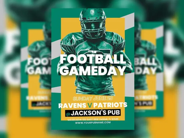 American Football Flyer Template with Green Theme 1