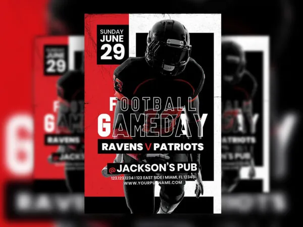 American Football Game Flyer Template with Vintage Background 1