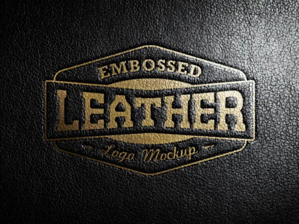 An Overhead View of Embossed Logo on Leather Mockup Text Effect 1