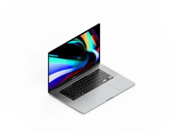 Angled View Isometric MacBook Pro Mockup 1