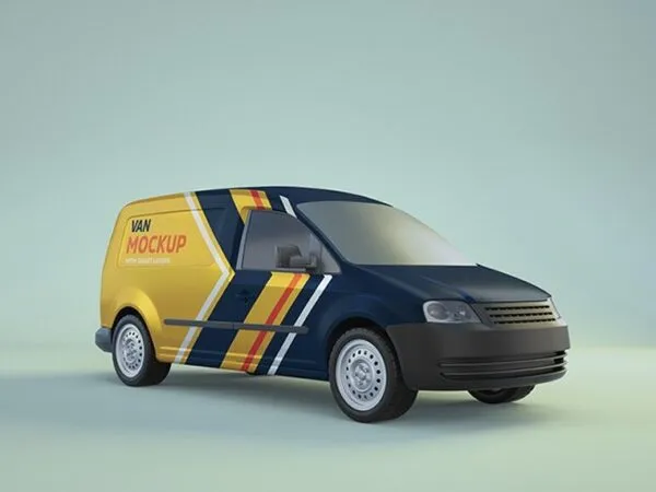 Angled View of the Side of a Minivan Mockup 1