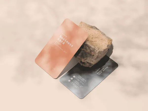 Animated Perspective of 2 Round Corner Business Cards Mockup 1