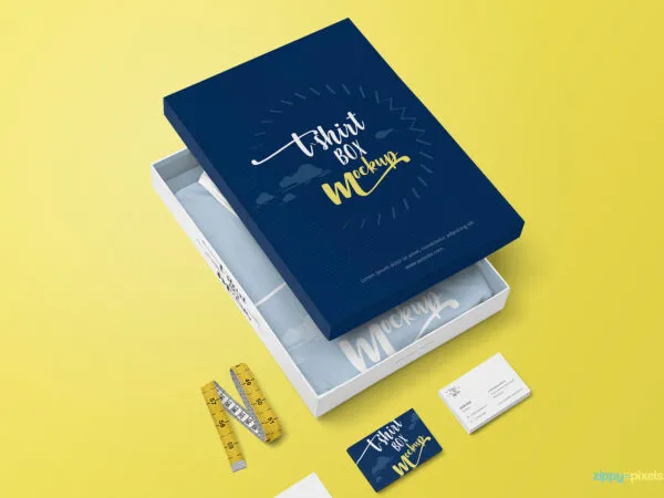 Apparel Packaging Box with Business Cards Mockup 1