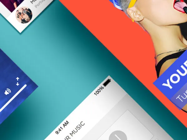 Ariel View of Multi Screen App Mockup 1