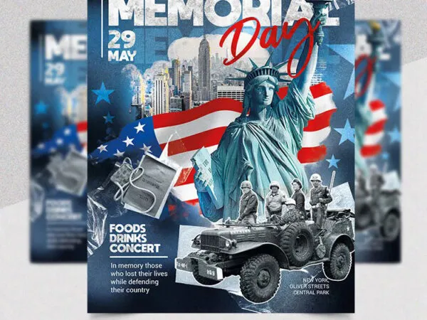 Army and Urban Memorial Day Flyer Template 1