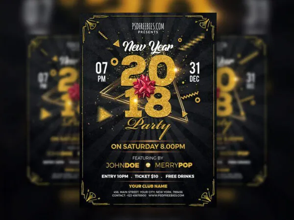 Art Deco New Year Party Flyer Template 1