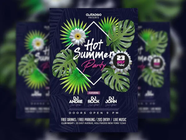 Artistic Creative Tropical Summer Party Flyer Template 1