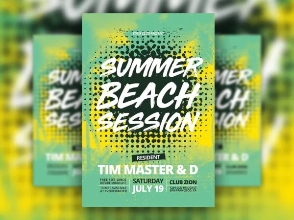 Artistic Summer Beach Session Flyer Template 1