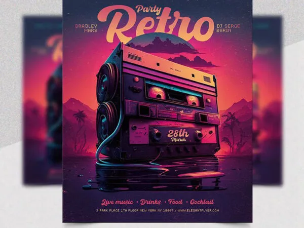 Artistic Warm Retro Party Flyer Template 1