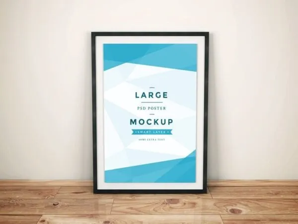 Artwork Frame Mockup on Wooden Floor Leaning Against the Wall 1
