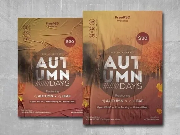 Autumn Flyer Template Featuring Leaves and Trees 1