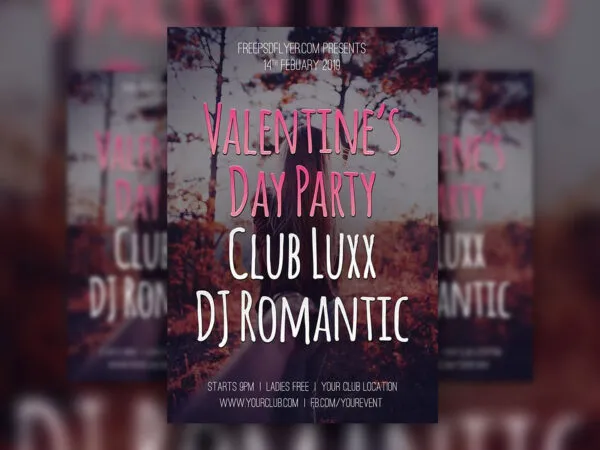 Autumn Theme Valentines Day Club Party Flyer Template 1