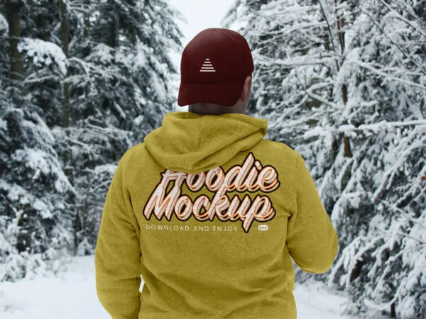 Back Shot of Hoodie Mockup in Winter 1