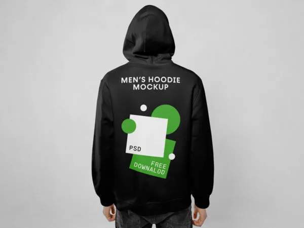 Back Side of Mens Hoodie Mockup 1