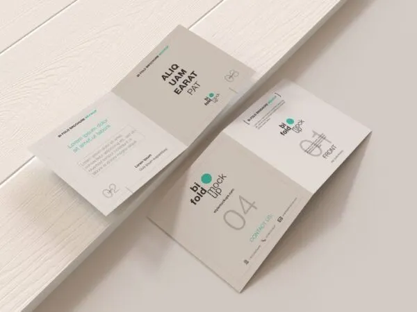 Back and Front Open Bi Fold Square Brochure Mockup 1