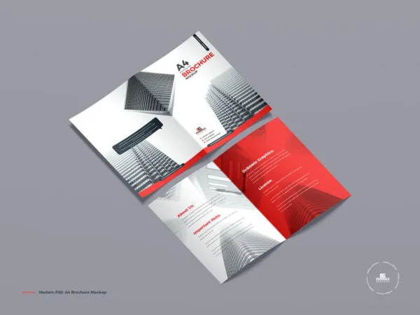 Back and Front view of an A4 Brochure Mockup 1