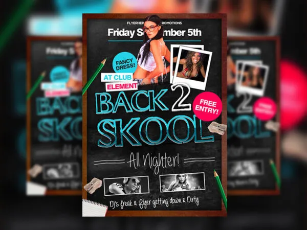 Back to School Flyer Template Featuring Stationery Scene 1