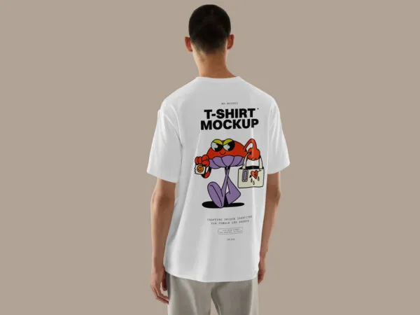 Backside T Shirt Mockup Worn by a Man 1