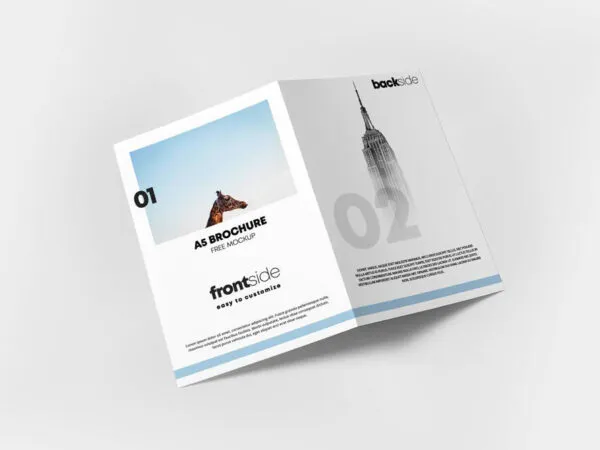 Backside View A5 Bi fold Brochure Mockup 1