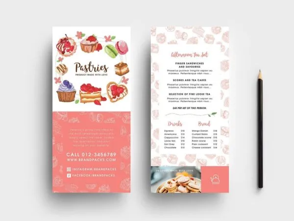 Bakery DL Cards Template Featuring Back and Front Side 1