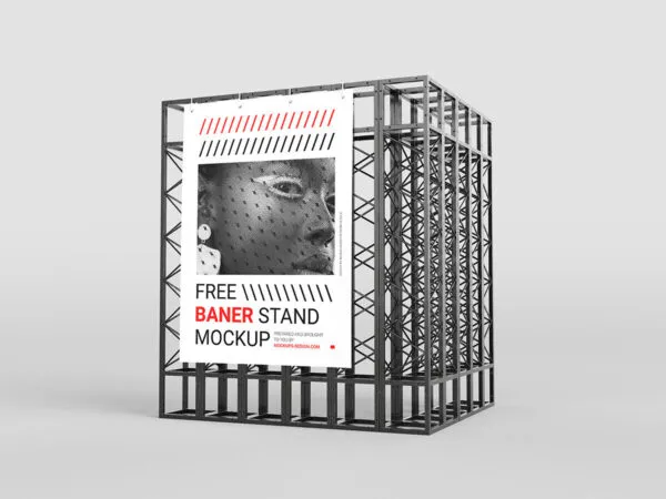 Banner Mockup with Fashionable Design and Metallic Stand 1