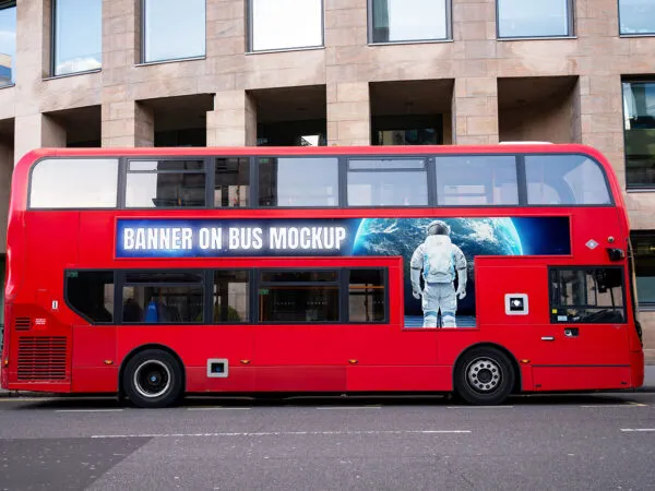 Banner on London Bus Mockup 1