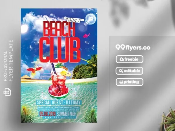 Beach Flyer Template Featuring Fanciful Beach Scenery 1