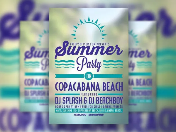 Beach Party and Music Events Flyer Template 1