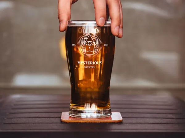 Beer Glass Mockup with Front and Behind Shot 1