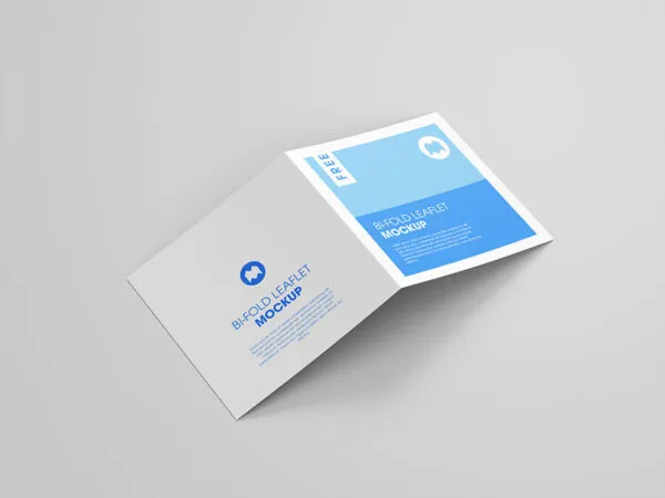 Bi Fold Square Leaflet Mockup with 8 Angles 1