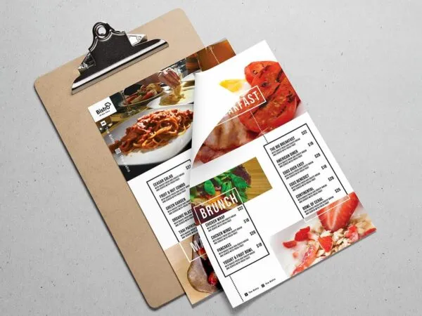 Bi folded Bistro Menu Template Featuring Inside Pages and Cover 1