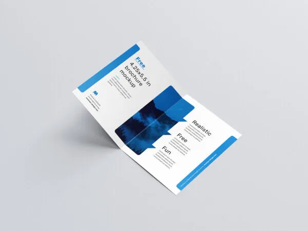 Bifold Brochure Mockup with 5 Angles and White Background 1