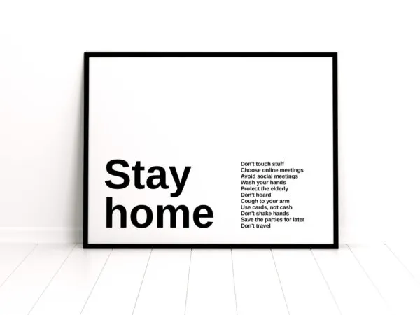 Big Poster Leaned on Wall on Striped Floor Mockup 1