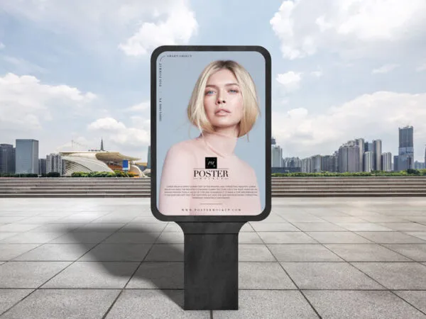 Billboard Mockup Showcasing a Female Model 1