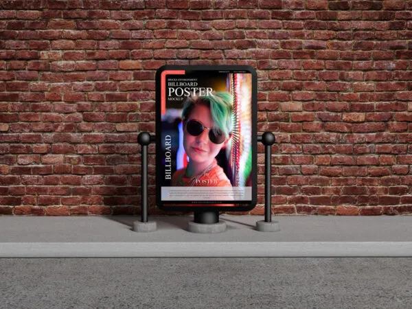 Billboard Poster Mockup in Front of The Brick Wall 1