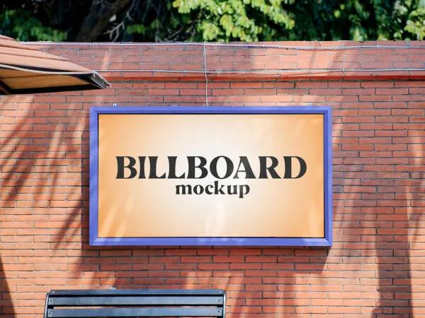 Billboard on Brick Wall Mockup 1
