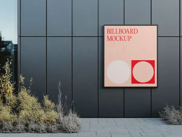 Billboard on Modern Dark Building Mockup 1