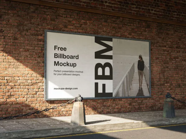 Billboard on Old Wall Mockup in 3 Showcases 1