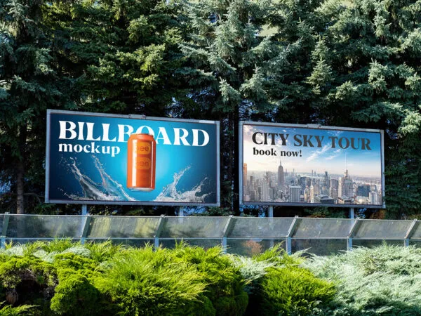 Billboard with Plants Mockups 1