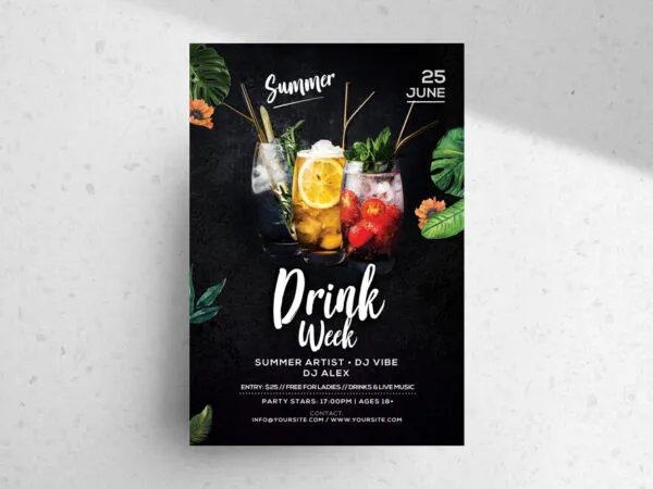 Black Bar and Party Flyer Template 1