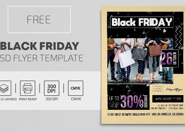 Black Beige Modern Geometric Black Friday Flyer Template 1