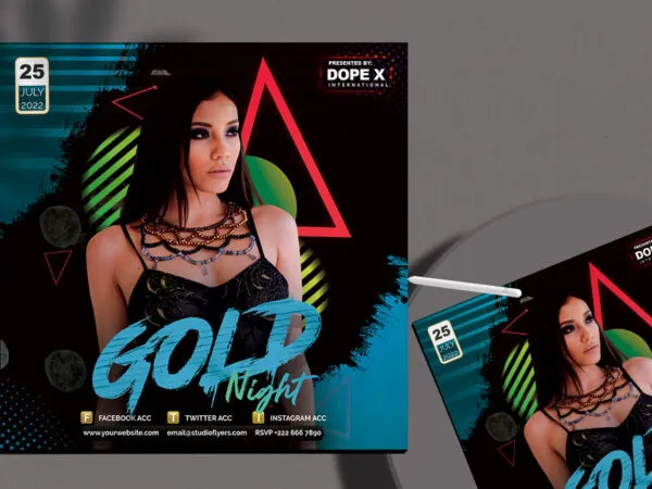 Black Blue Geometric Party Flyer Instagram Banner Template 1