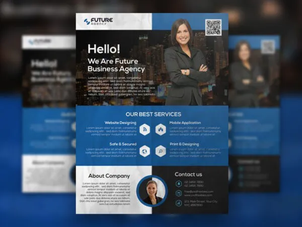 Black Blue White Modern Business Flyer Template 1