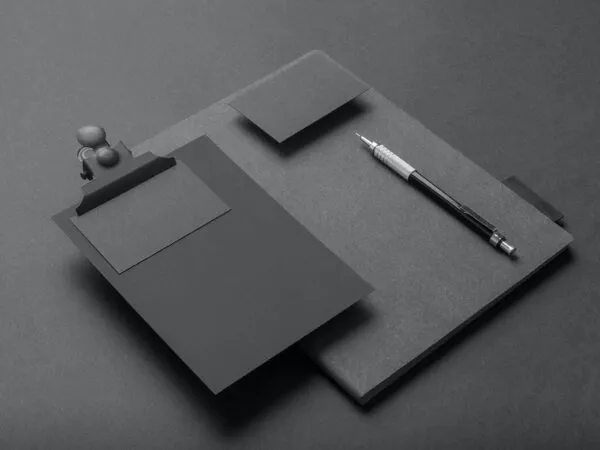 Black Branding Mockup Including Paper and Card 1