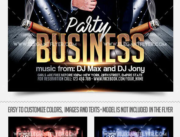Black Classic 3D Corporate Party Event Flyer and Facebook Cover Templates 1