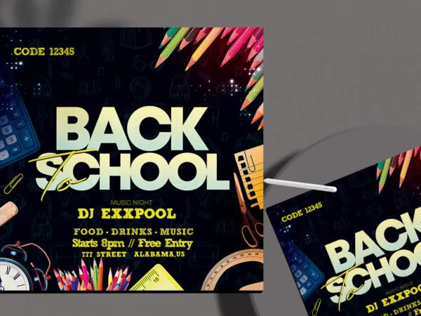 Black Classic Back to School Flyer Instagram Banner Template 1